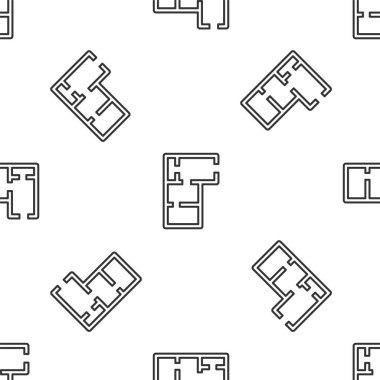 Gri çizgi ev planı ikonu beyaz arka planda kusursuz desen izole etti. Vektör.