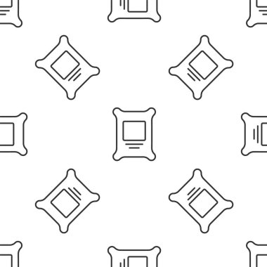 Gri çizgi gübre torbası ikonu beyaz arka planda izole edilmiş pürüzsüz desen. Vektör.