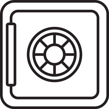 Siyah çizgi güvenli simgesi beyaz arkaplanda izole edildi. Kapı, şifreli bir banka kasası. Güvenilir Veri Koruma. Vektör.