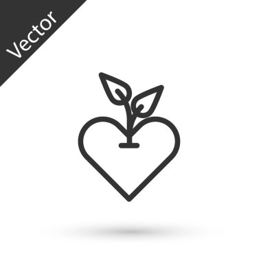 Gri çizgi kalp ikonu beyaz arkaplanda izole edildi. İlk yardım. Sağlık, tıbbi ve eczane işaretleri. Vektör.