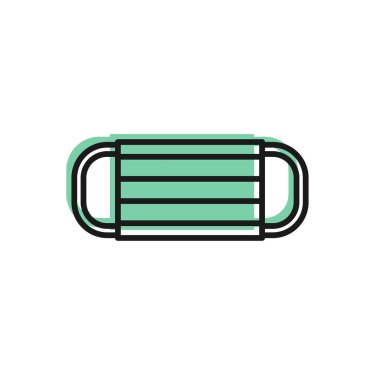 Siyah çizgi tıbbi koruyucu maske ikonu beyaz arka planda izole edildi. Vektör..