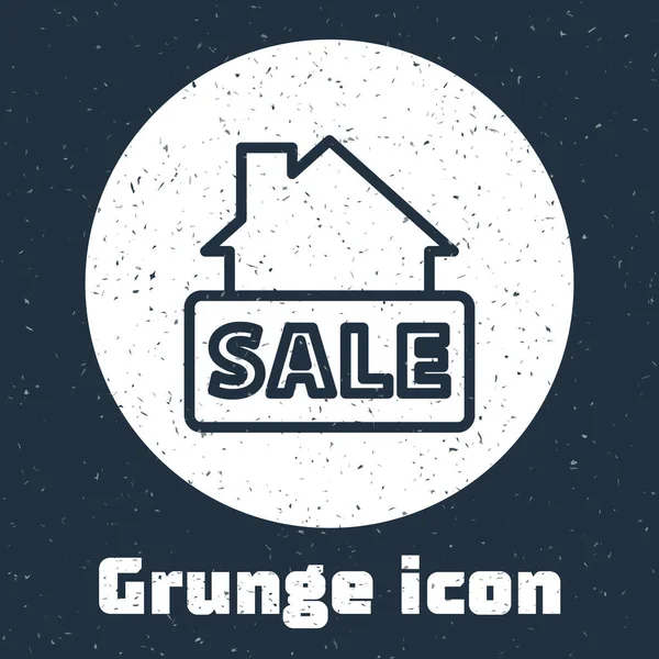 Grunge Line Hanging Sign Text Sale Icon Isolated Grey Background — Stock Vector
