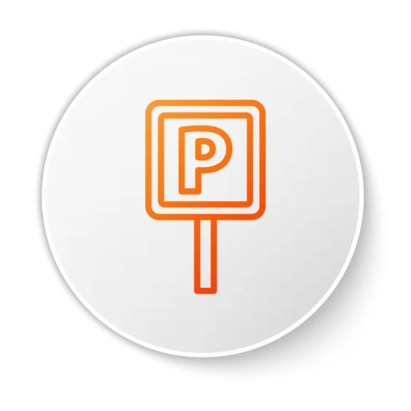 Orange Line Parking Icon Isolated White Background Street Road Sign — Stock Vector