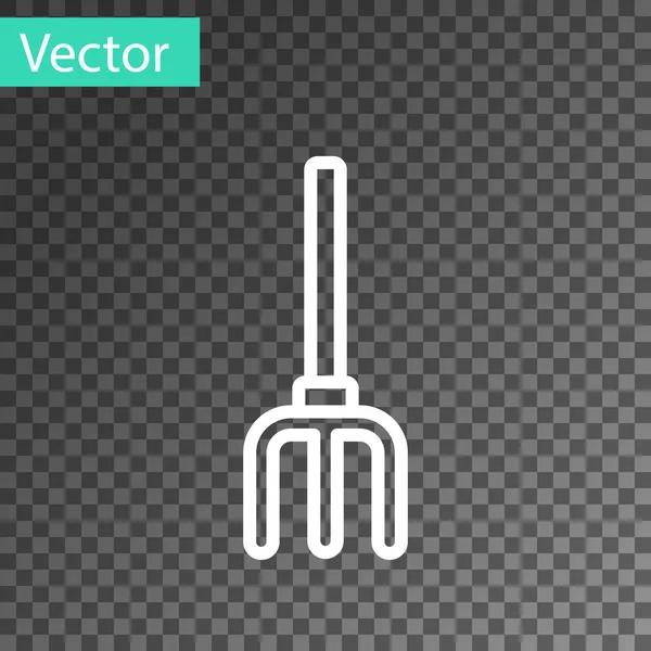 Línea Blanca Icono Horquilla Jardín Aislado Sobre Fondo Transparente Señal — Vector de stock