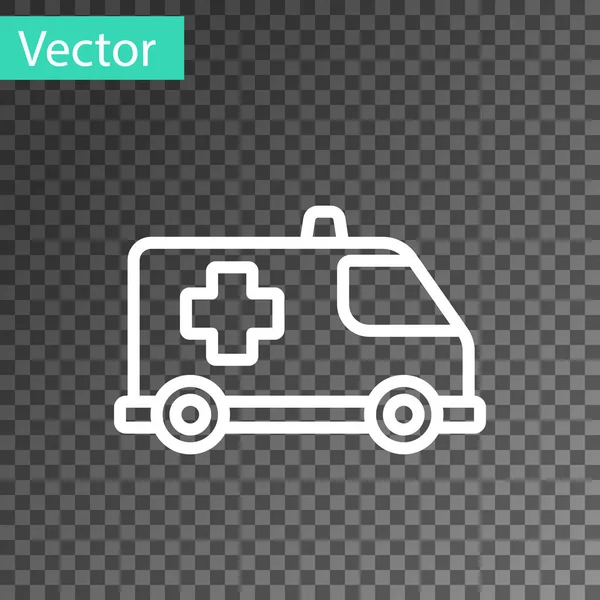 White Line Ambulance Emergency Car Icon Isolated Transparent Background Ambulance — Stock Vector