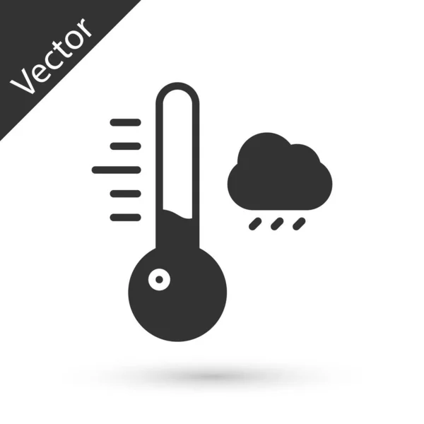 Thermomètre météorologique gris mesurant icône isolé sur fond blanc. Équipement de thermomètre montrant le temps chaud ou froid. Illustration vectorielle — Image vectorielle