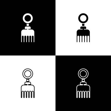 Saç fırçası simgesini siyah ve beyaz arkaplanda izole et. Taraklı saç işareti. Berber sembolü. Vektör İllüstrasyonu