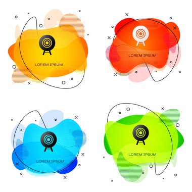 Siyah Hedef spor simgesi beyaz arkaplanda izole edildi. Atış mesafesi ya da atış mesafesi için sayıları olan temiz bir hedef. Sıvı şekilli soyut pankart. Vektör