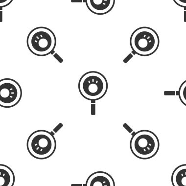 Gri Paw arama ikonu beyaz arka planda kusursuz desen izole etti. Hayvan ayak izleri olan büyüteç. Vektör