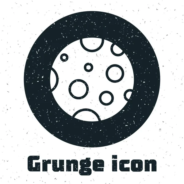 Значок Grunge Moon выделен на белом фоне. Монохромный винтажный рисунок. Векторная миграция — стоковый вектор