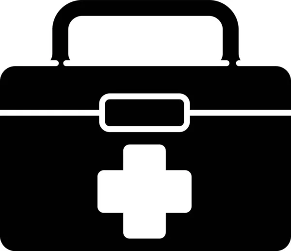 Black First aid kit icon isolated on white background. Medical box with cross. Medical equipment for emergency. Healthcare concept. Vector Illustration — Stock Vector