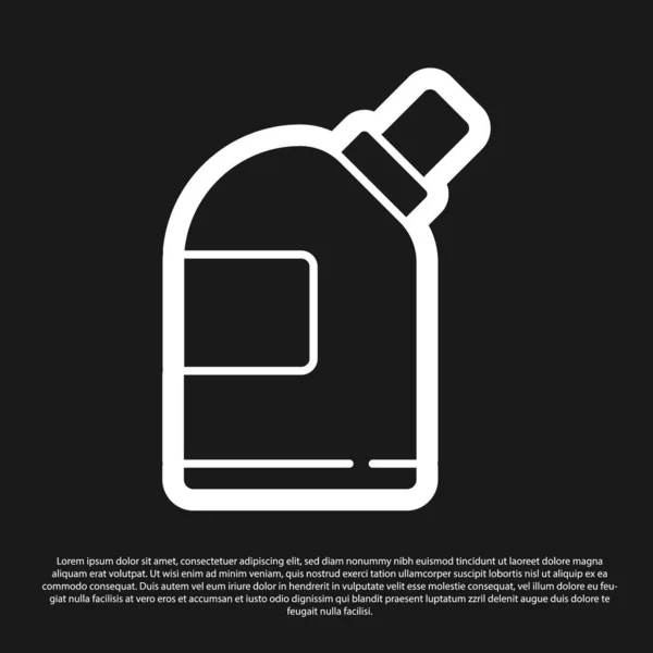 Black Plastic bottles for laundry detergent, bleach, dishwashing liquid or another cleaning agent icon isolated on black background. Vector Illustration — Stock Vector