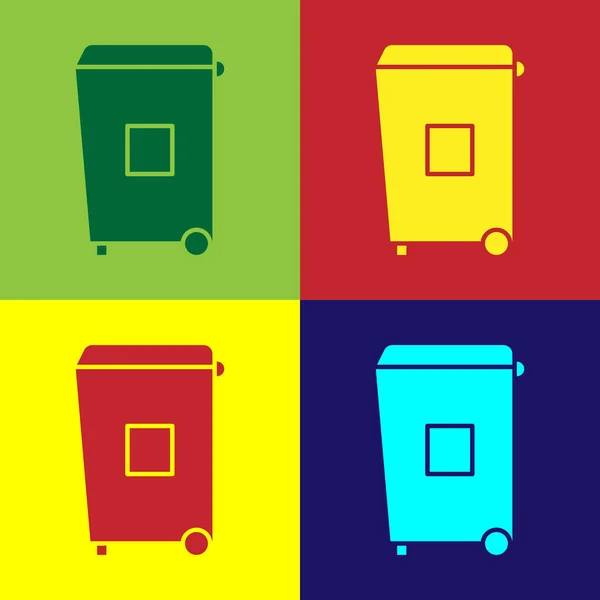 Pop art Basura puede icono aislado en el fondo de color. Cartel de basura. Reciclar icono de cesta. Icono de basura de oficina. Ilustración vectorial — Vector de stock