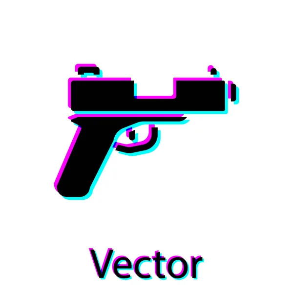 Black Pistol or gun icon isolated on white background. Police or military handgun. Small firearm. Vector — Stock Vector