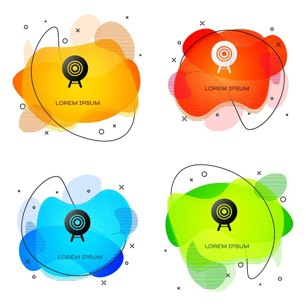 Siyah Hedef spor simgesi beyaz arkaplanda izole edildi. Atış mesafesi ya da atış mesafesi için sayıları olan temiz bir hedef. Sıvı şekilli soyut pankart. Vektör