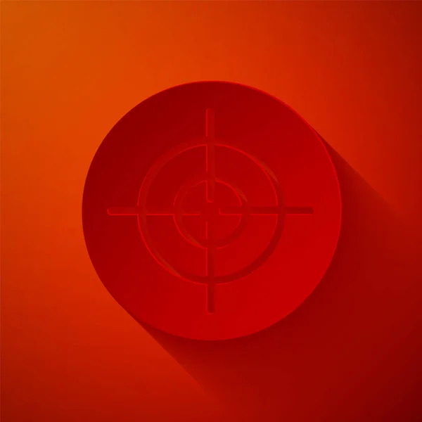 Coupe de papier Icône sport cible isolée sur fond rouge. Nettoyer la cible avec des numéros pour le champ de tir ou de tir. Style art du papier. Vecteur — Image vectorielle