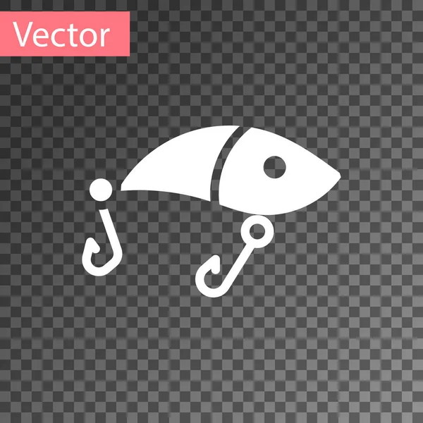 Icono de señuelo de pesca blanco aislado sobre fondo transparente. Aparejos de pesca. Vector — Vector de stock