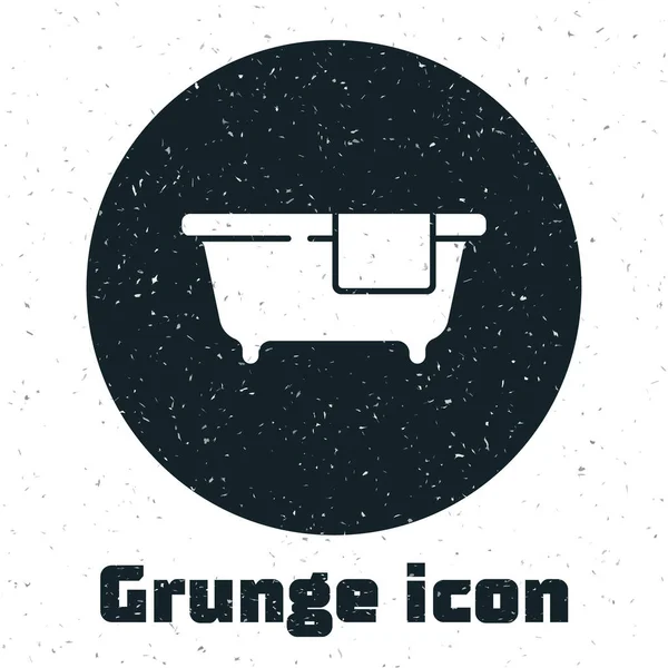 Icono de bañera grunge aislado sobre fondo blanco. Dibujo vintage monocromo. Vector — Vector de stock