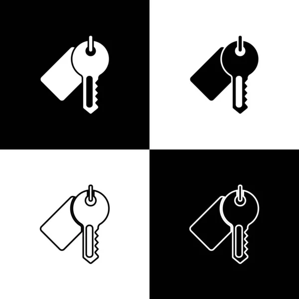 Markiertes Schlüsselsymbol isoliert auf schwarzem und weißem Hintergrund setzen. Vektor — Stockvektor