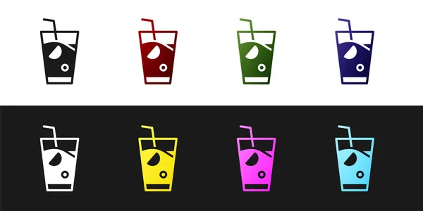 Set Icono de batido fresco aislado sobre fondo blanco y negro. Vector — Vector de stock