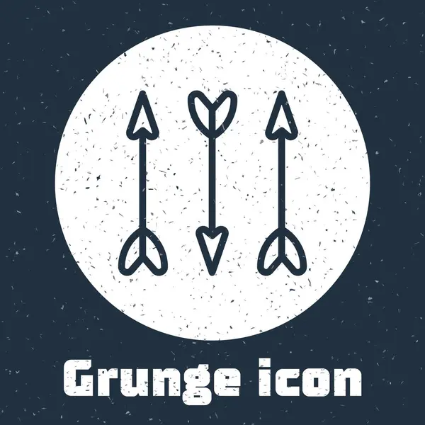 Línea Grunge Hipster flechas icono aislado sobre fondo gris. Dibujo vintage monocromo. Vector — Vector de stock