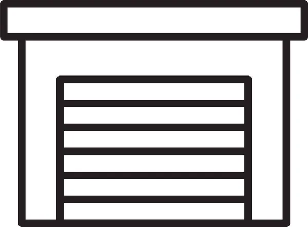 Schwarze Linie Garage Symbol isoliert auf weißem Hintergrund. Vektor — Stockvektor