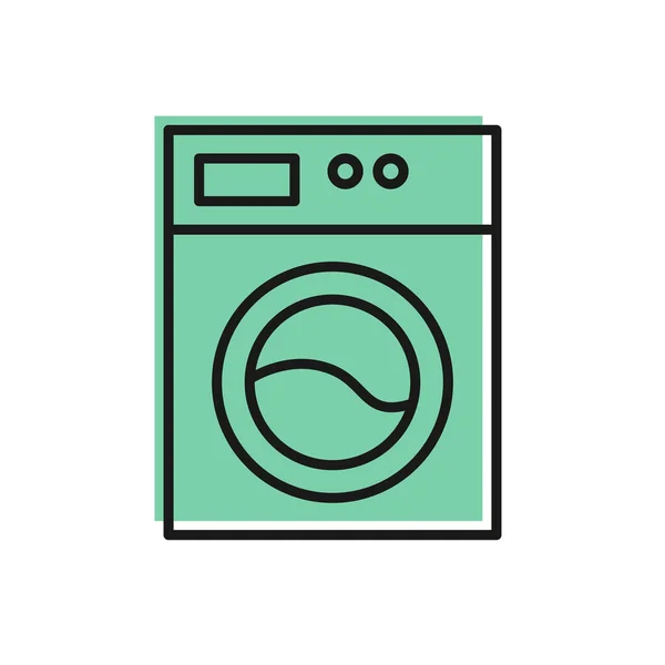 Zwarte lijn Wasmachine pictogram geïsoleerd op witte achtergrond. Wasmachine icoon. Wasmachine - wasmachine. Huishoudapparaat symbool. Vector — Stockvector