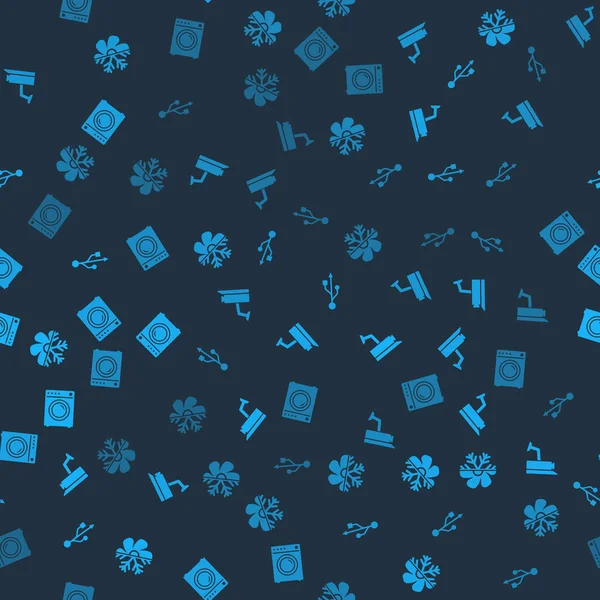 Klimayı, güvenlik kamerasını, USB 'yi ve çamaşır makinesini kusursuz bir şekilde ayarla. Vektör.