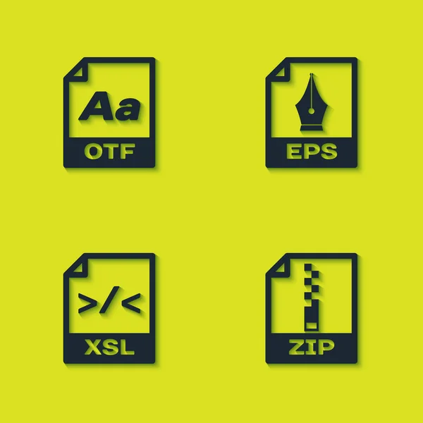 Установите Файловый Документ Значок Zip Xsl Eps Вектор — стоковый вектор