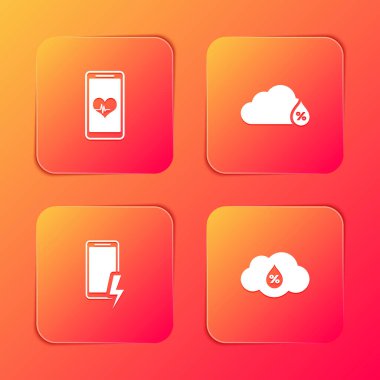 Kalp atış hızı, nem, şarj bataryası ve ikonu ayarlayın. Vektör.