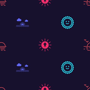 Batan Güneş, Gün batımı ve pürüzsüz bir desen. Vektör.