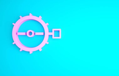 Pembe Tuzak av ikonu mavi arka planda izole edildi. Minimalizm kavramı. 3d illüstrasyon 3B canlandırma.