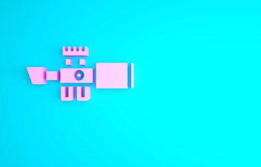 Pembe Keskin Nişancı optik görüş ikonu mavi arka planda izole edildi. Keskin nişancı dürbünü. Minimalizm kavramı. 3d illüstrasyon 3B canlandırma.