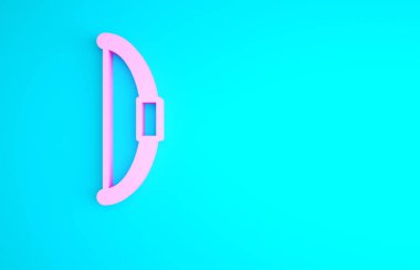 Pembe Bow simgesi mavi arkaplanda izole edildi. Minimalizm kavramı. 3d illüstrasyon 3B canlandırma.