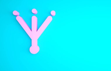 Pembe kuş ayak izi ikonu mavi arkaplanda izole edildi. Hayvan ayağı. Minimalizm kavramı. 3d illüstrasyon 3B canlandırma.