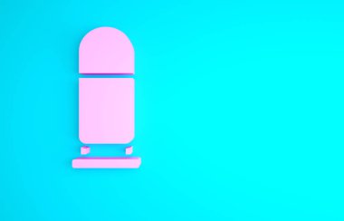 Pembe kurşun ikonu mavi arkaplanda izole edildi. Minimalizm kavramı. 3d illüstrasyon 3B canlandırma.