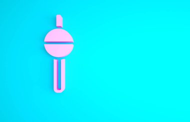 Pembe Balıkçılık ikonu mavi arkaplanda izole edilmiş. Balık oltası. Minimalizm kavramı. 3d illüstrasyon 3B canlandırma.
