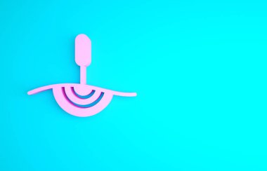 Pembe Akupunktur terapisi ikonu mavi arka planda izole edilmiş. Çin ilacı. Holistik ağrı kontrol tedavileri. Minimalizm kavramı. 3d illüstrasyon 3B canlandırma.