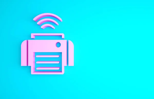 Icona Del Sistema Stampa Intelligente Rosa Isolata Sfondo Blu Internet — Foto Stock