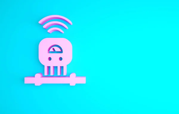 Ikona Systemu Czujników Pink Smart Izolowana Niebieskim Tle Internet Rzeczy — Zdjęcie stockowe