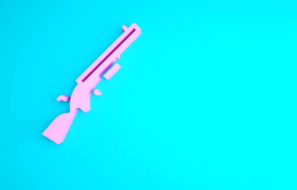 Розовый Значок Дробовика Синем Фоне Охотничий Пистолет Концепция Минимализма Рендеринг — стоковое фото