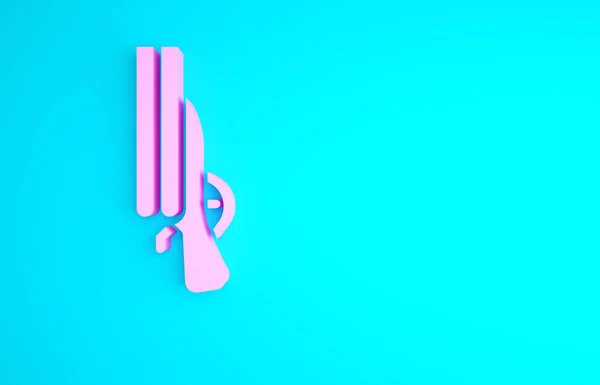 Pink Shotgun Icon Isolated Blue Background Hunting Gun Minimalism Concept — Stock Photo, Image