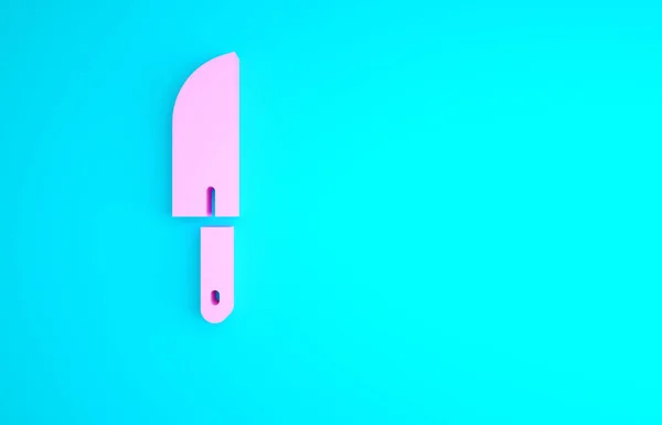 Pink Knife Icon Isolated Blue Background Cutlery Symbol Minimalism Concept — Stock Photo, Image