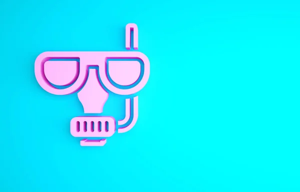 Pink Diving Mask Snorkel Icon Isolated Blue Background Extreme Sport — Stock Photo, Image