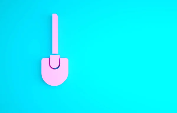 Ikona Pink Shovel Izolované Modrém Pozadí Zahradní Nářadí Nástroj Pro — Stock fotografie