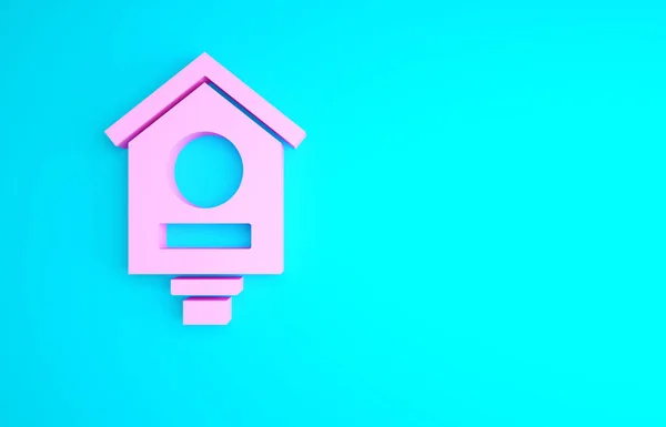 Ікона Рожевого Птаха Ізольована Синьому Тлі Пташиний Будинок Птахів Будинок — стокове фото