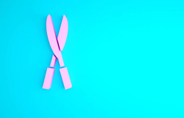 Roze Tuinieren Handgemaakte Schaar Voor Het Trimmen Pictogram Geïsoleerd Blauwe — Stockfoto