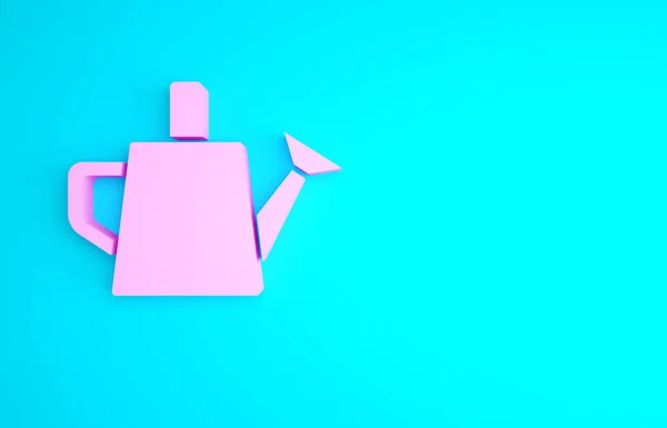 Pink Watering Can Pictogram Geïsoleerd Blauwe Achtergrond Irrigatie Symbool Minimalisme — Stockfoto