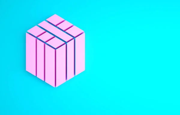 Pink Bale Feno Ícone Isolado Fundo Azul Conceito Minimalismo Ilustração — Fotografia de Stock
