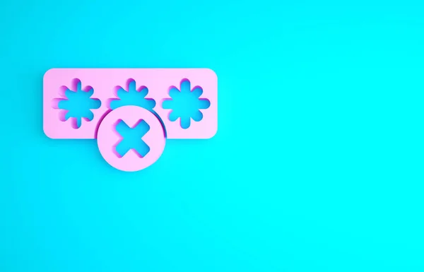 青の背景に隔離されたピンクのパスワード保護と安全アクセスアイコン セキュリティ 安全性 プライバシーの概念 最小限の概念 3Dイラスト3Dレンダリング — ストック写真